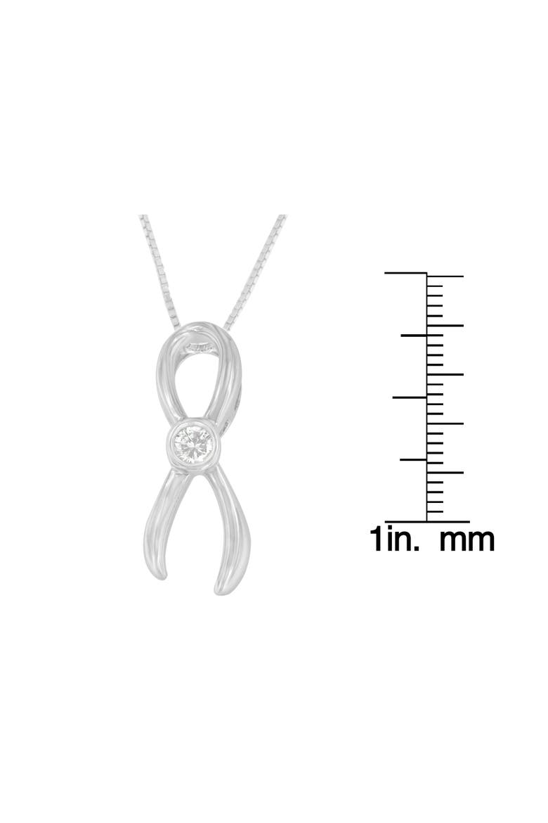 Silver 1/10 cttw Diamond Ribbon Pendant Necklace, Alternate, color, White