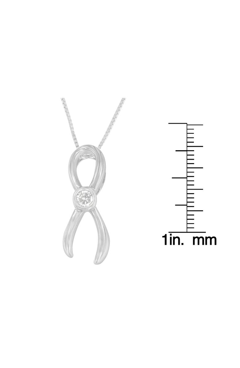 Haus of Brilliance Silver 1/10 cttw Diamond Ribbon Pendant Necklace, Alternate, color, White