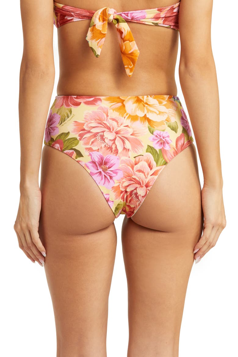Lia Floral High Waist Bikini Bottoms, Alternate, color, LIA YELLOW