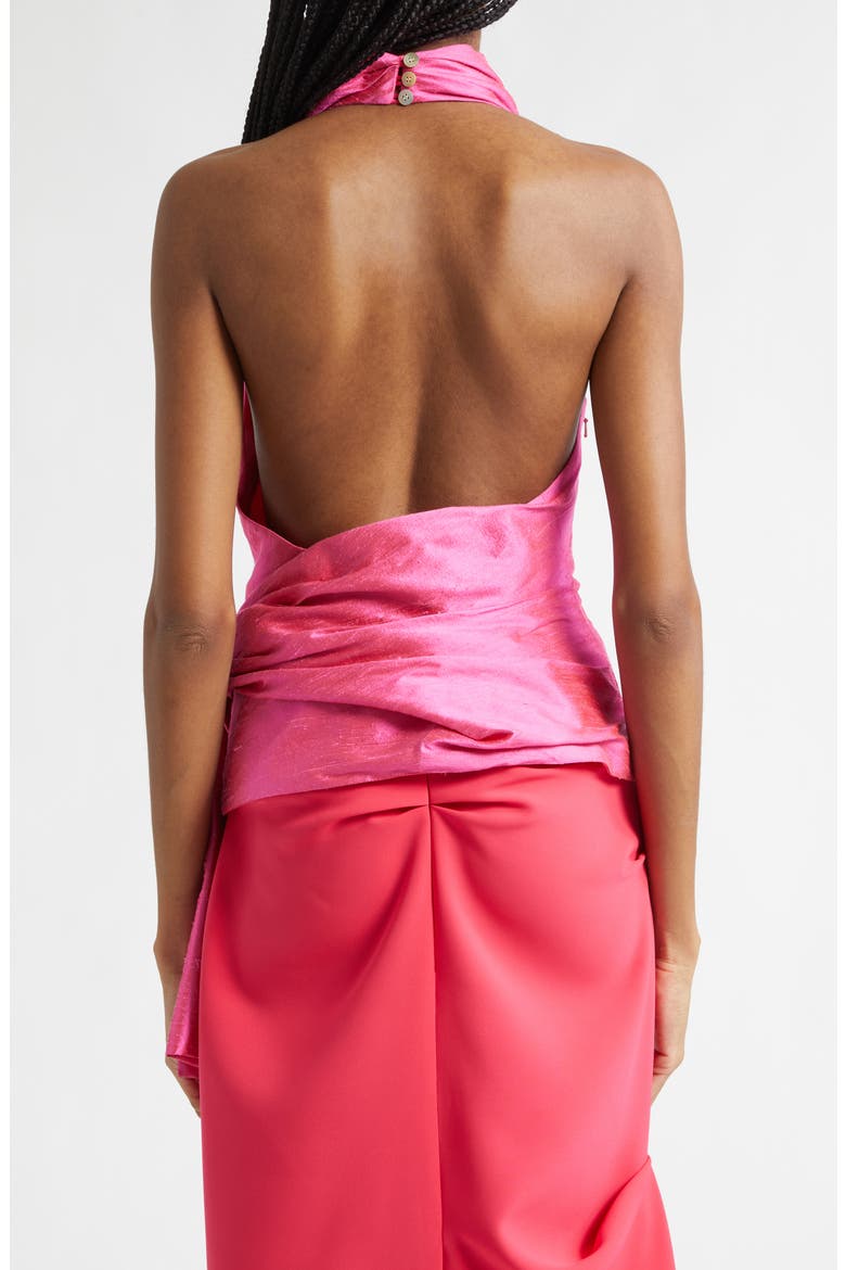 Silk Shantung Sarong Halter Top, Alternate, color, IBUPROFEN