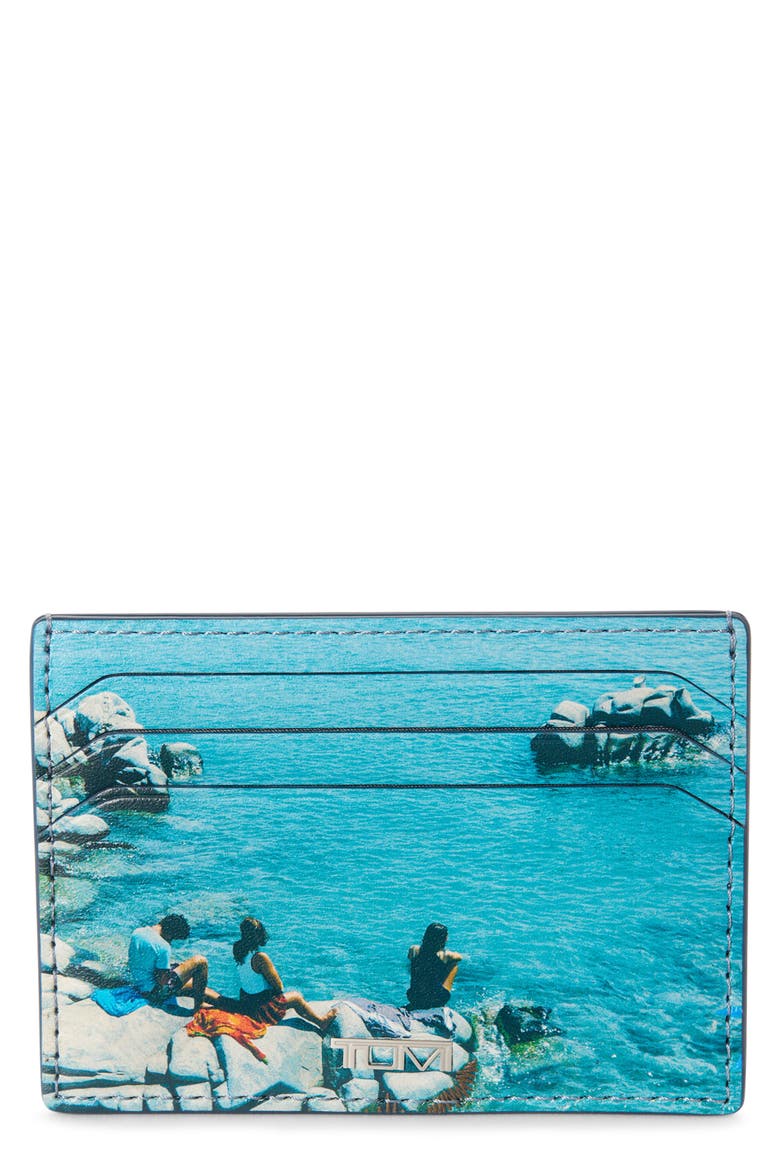 Nassau Slim Leather Card Case, Main, color, MEDITERRANEAN PRINT