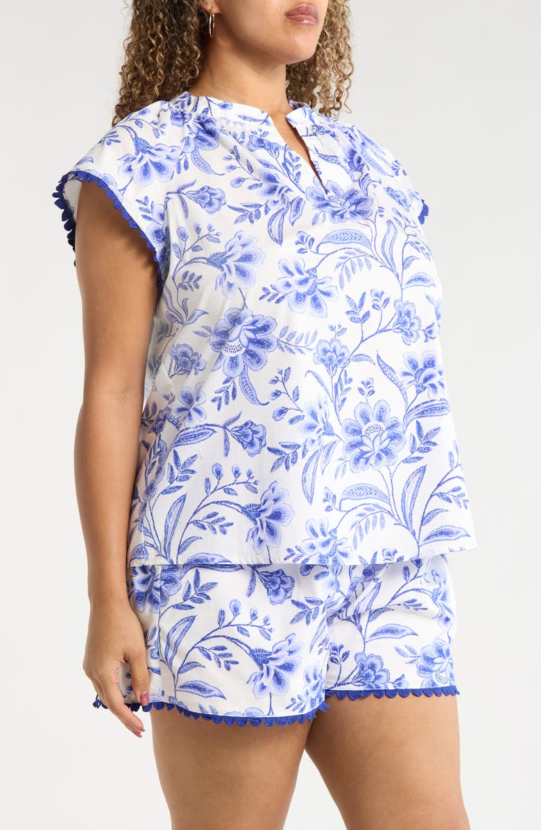 SUGARLIPS Maeve Floral Ayla Cotton Top, Alternate, color, White-Cobalts