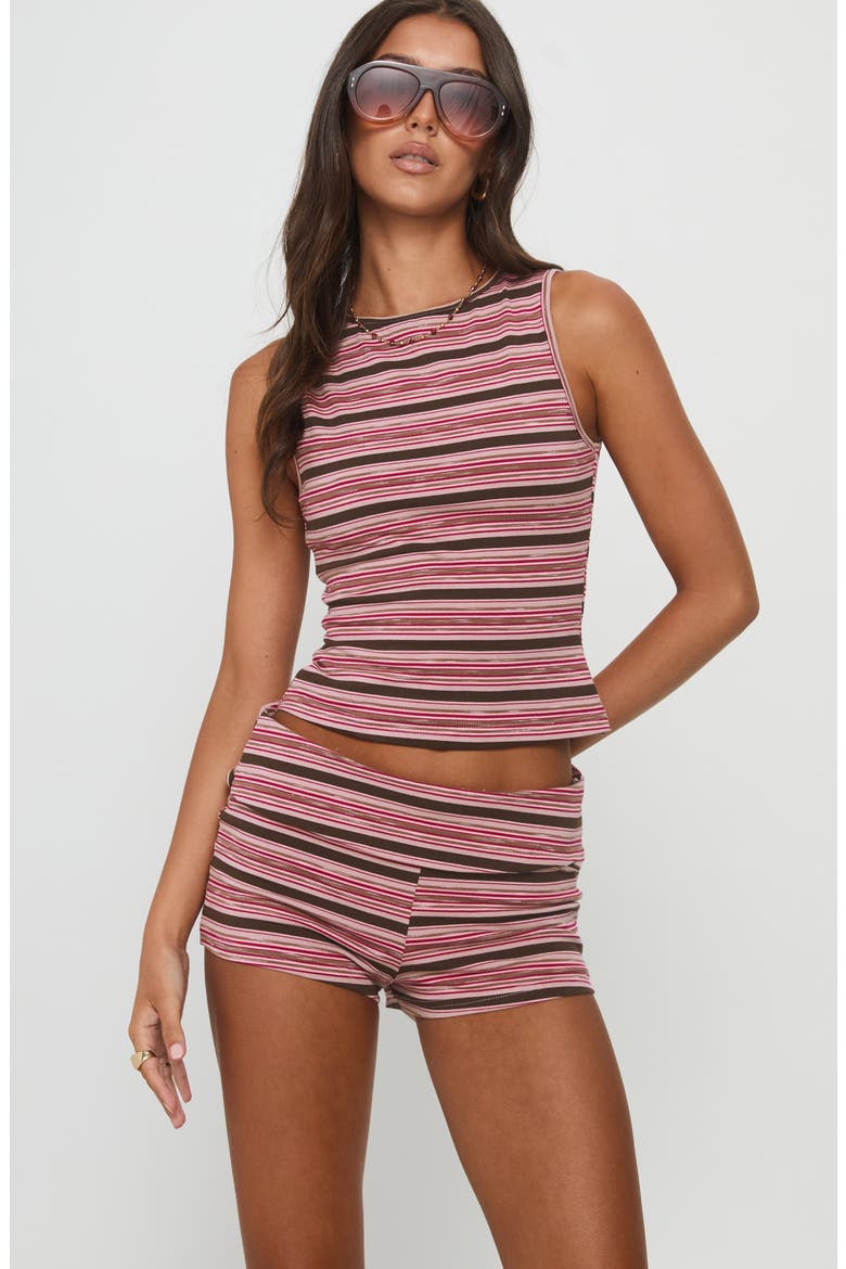 Manolo Cotton Blend Stripe Tank & Micro Shorts Set, Alternate, color, PINK