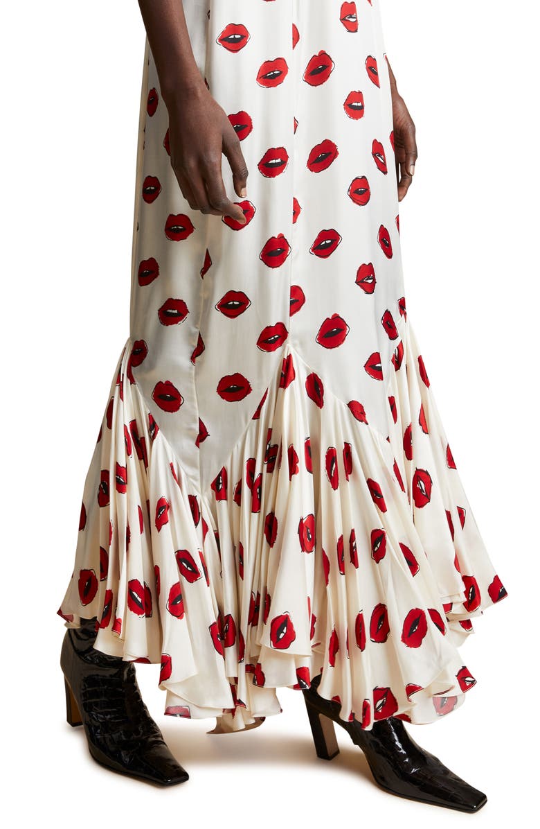 Khaite Candita Kiss Print Cupro Maxi Dress & Scarf, Alternate, color,