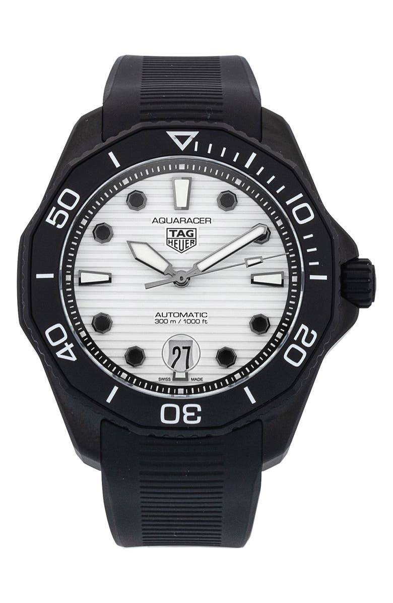 Watchfinder & Co. Tag Heuer Preowned 2023 Aquaracer WBP201D.FT6197 Rubber Strap Watch, 43mm, Main, color, White
