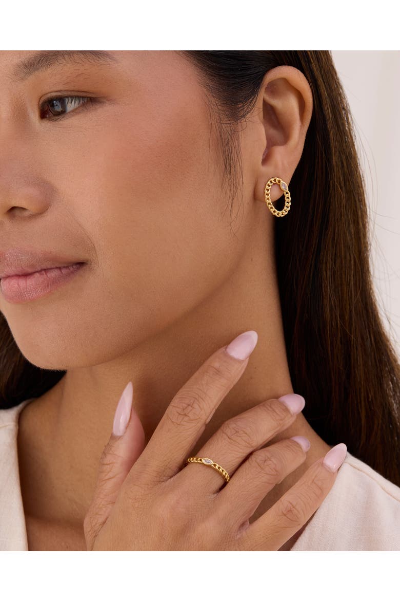 Cassia Curb Chain Oval Studs, Alternate, color, Gold