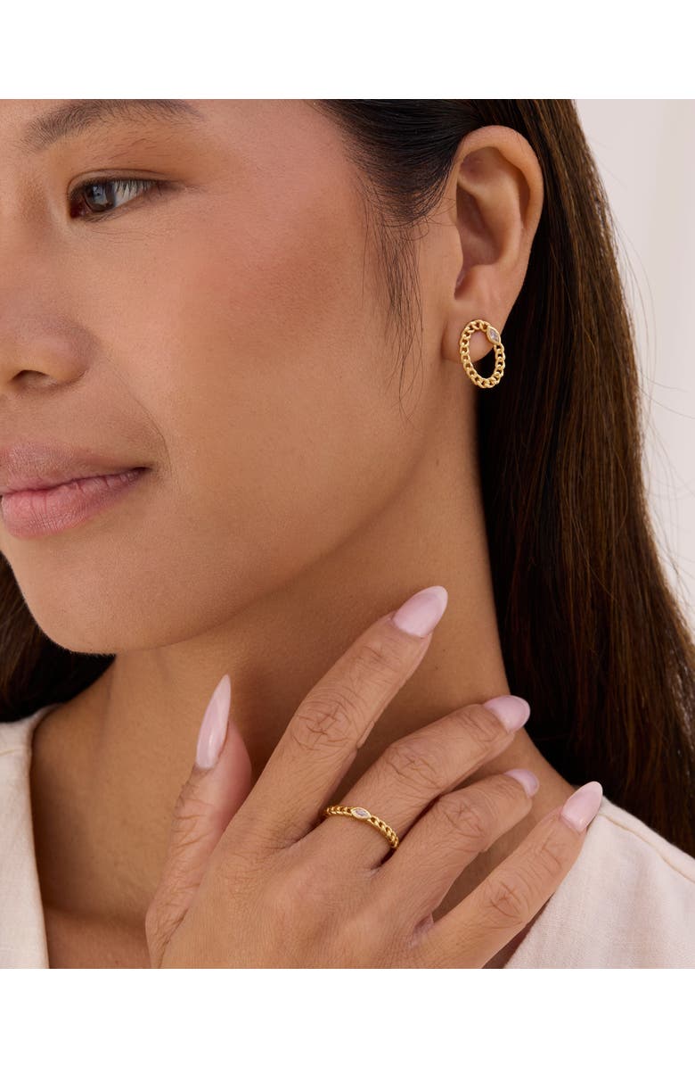 Sara Patino Cassia Curb Chain Oval Studs, Alternate, color, Gold