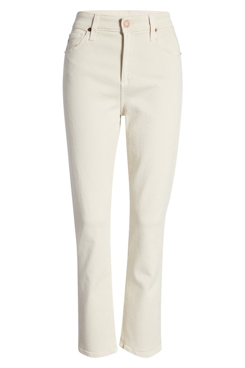 Mari High Waist Ankle Straight Leg Jeans, Alternate, color, WHITE CREAM