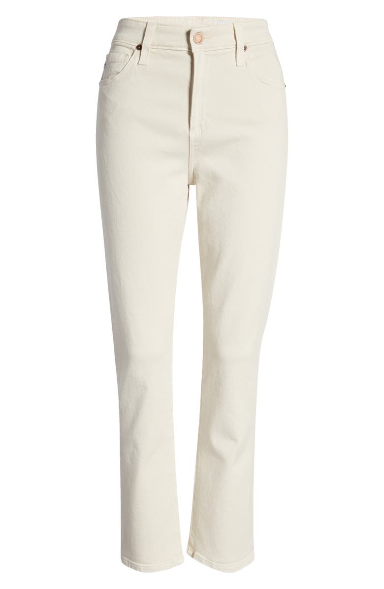 AG Mari High Waist Ankle Straight Leg Jeans, Alternate, color, White Cream