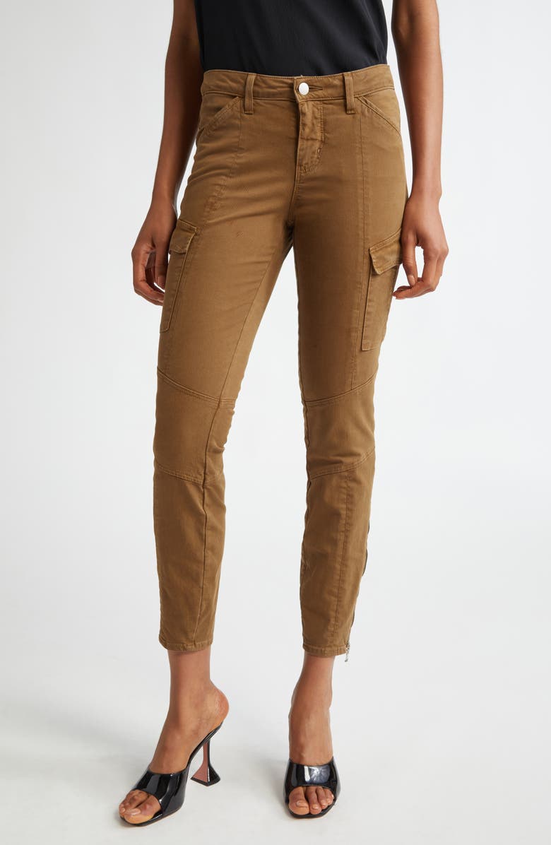 L'AGENCE Patton Skinny Stretch Cotton Cargo Pants, Main, color, Brown Olive