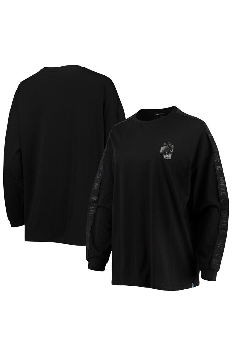 THE WILD COLLECTIVE Women's The Wild Collective Black Minnesota United FC Tri-Blend Long Sleeve T-Shirt, Main, color, Black