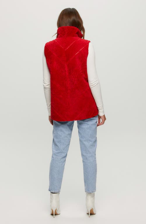 Gorski Reversible Chevron Shearling Lamb Vest In Red