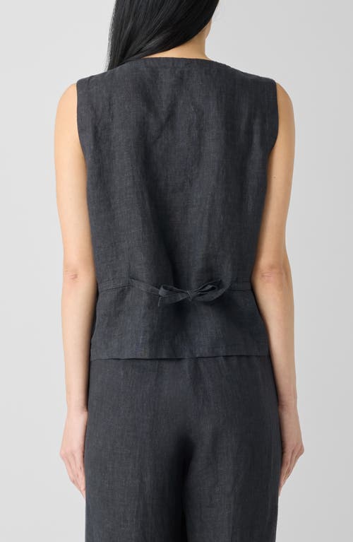 Eileen Fisher Linen Tie Back Vest In Graphite