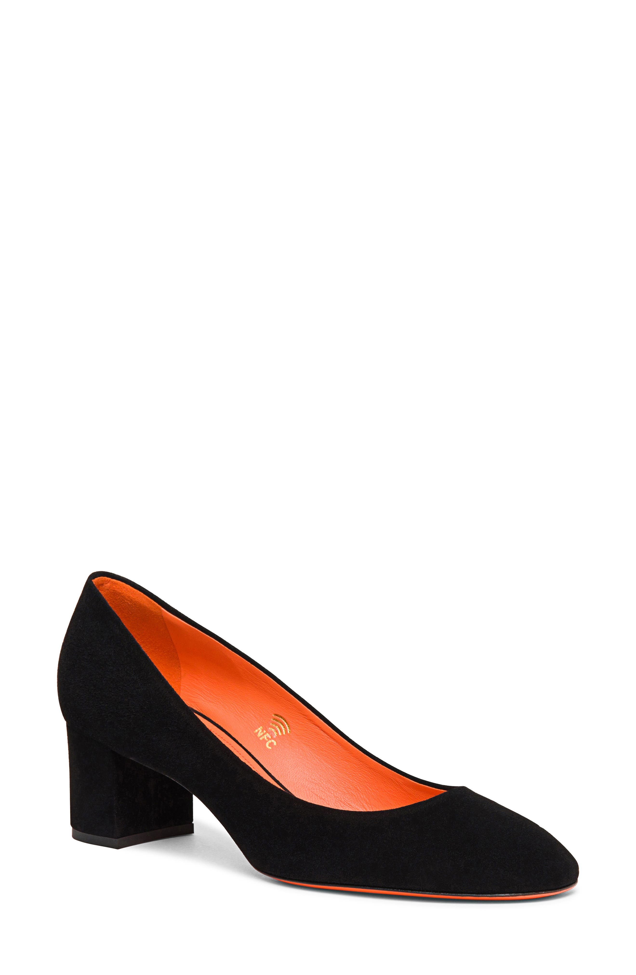 Women's suede low-heel pump, Main, color, BLACK-N01