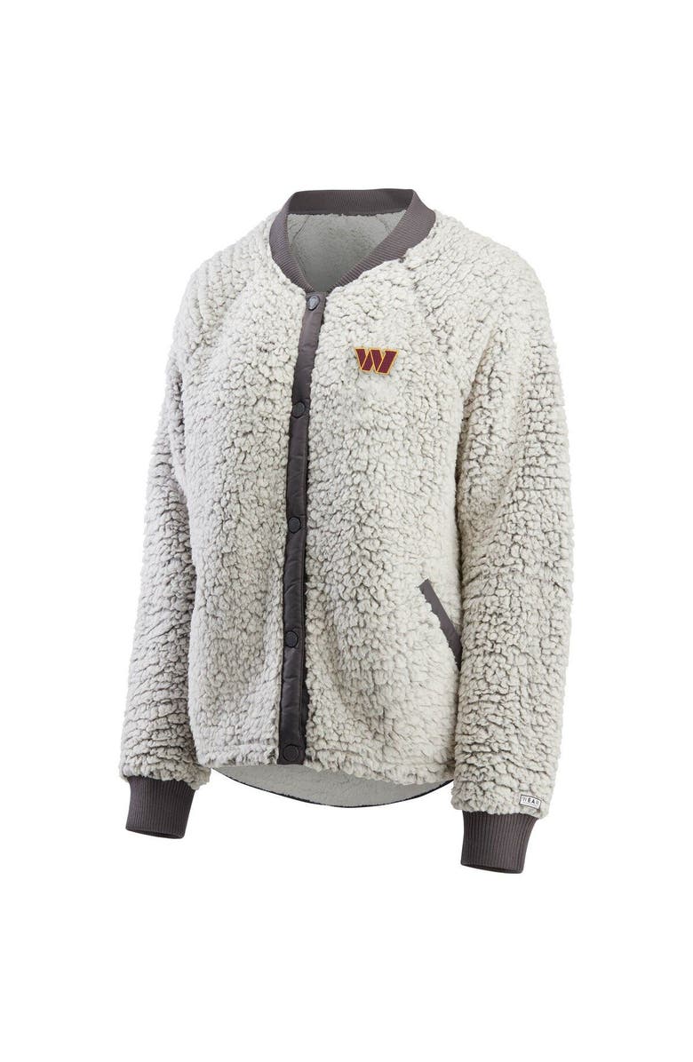 WEAR by Erin Andrews Women's WEAR by Erin Andrews Charcoal Washington Commanders Sherpa Raglan Full-Snap Jacket, Alternate, color, Charcoal