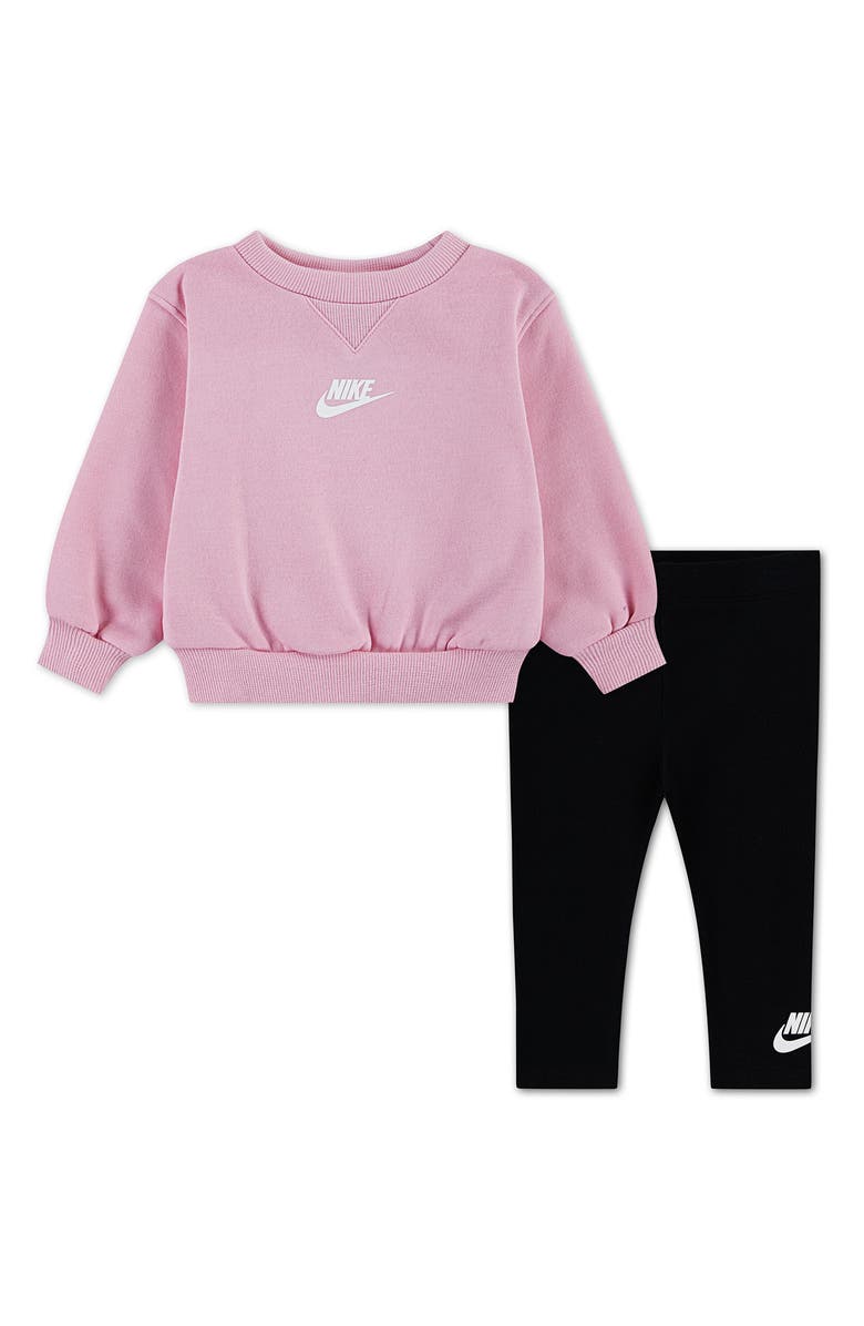 Nike Kids' Crewneck Sweatshirt & Leggings Set, Main, color, Black