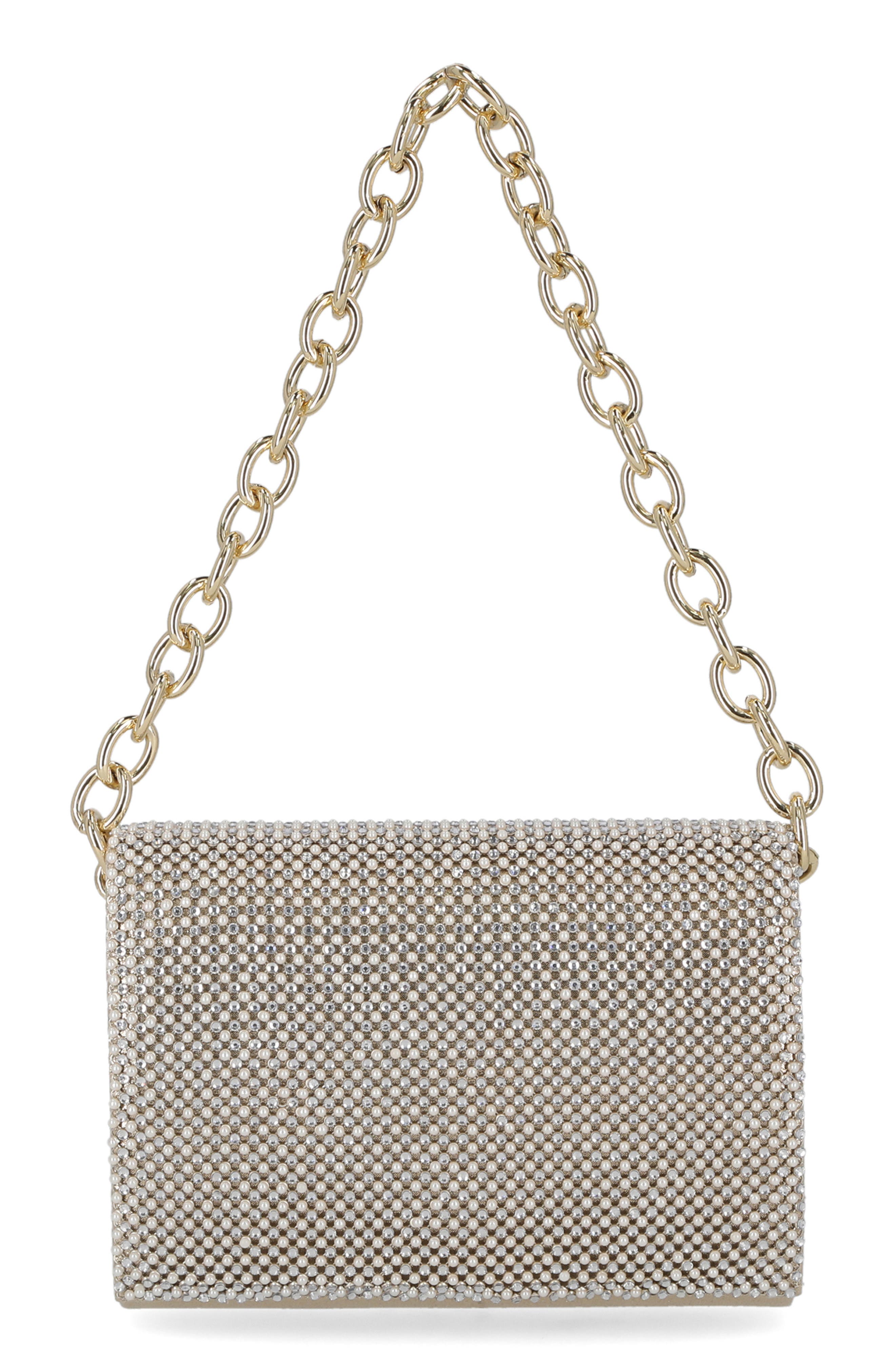 Jessica McClintock Mandi Crystal Clutch, Main, color, Gold/Pearl