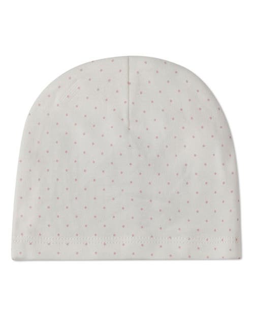 Minimoi Kids' Put A Bow On It Cotton Polka Dot Knit Beanie In Pink