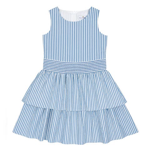 Seersucker Dress with Waist Ruching (Little Kid, Big Kid)