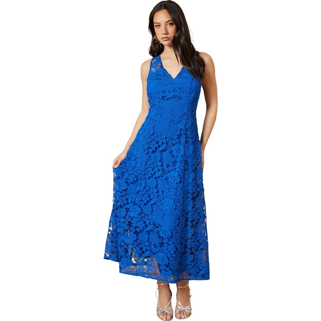 Oasis Floral Lace V-Neck Midi Dress in Cobalt  product