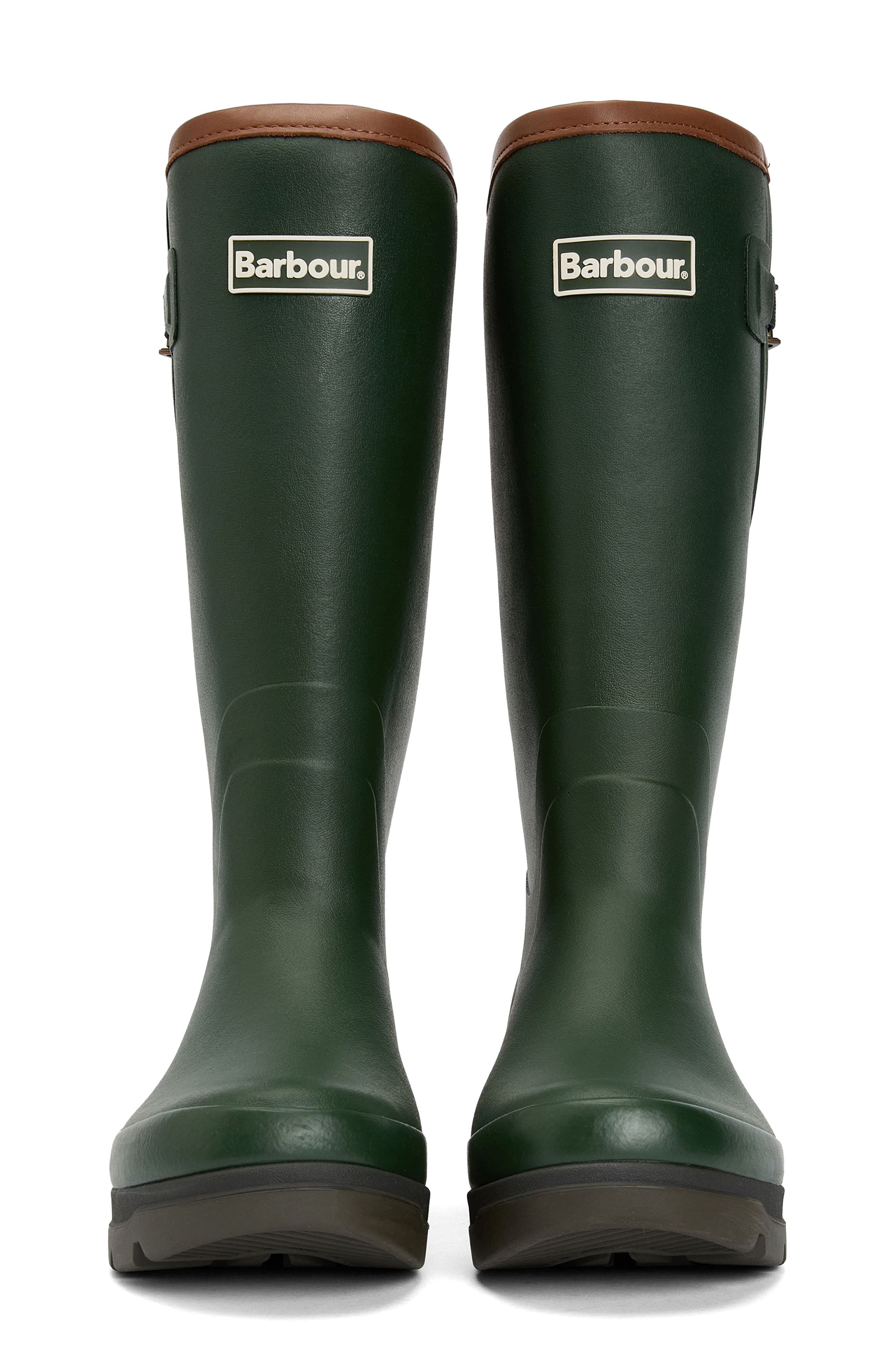 Barbour Tempest Waterproof Knee High Welly Boot, Alternate, color, Olive