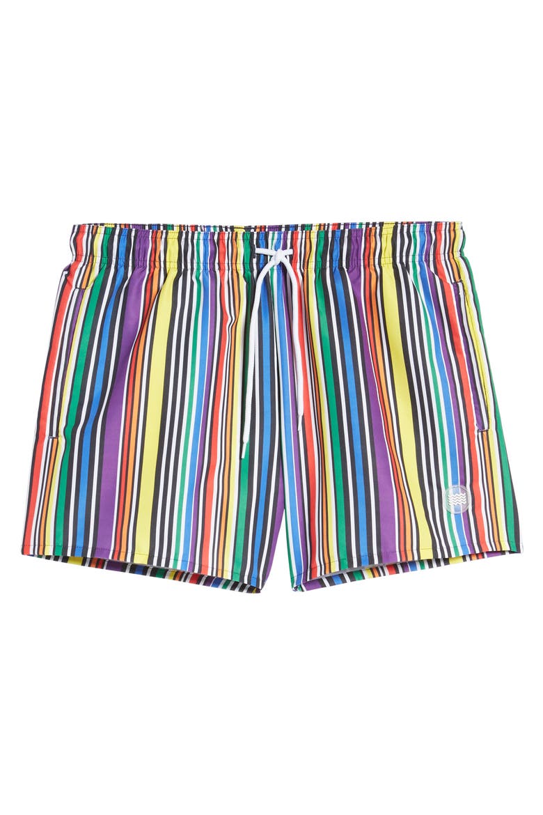 Pride Stripe Swim Trunks, Alternate, color, YELLOW MULTI