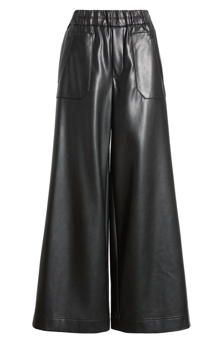 Wit & Wisdom Skyrise Faux Leather Palazzo Pants, Alternate, color, Black