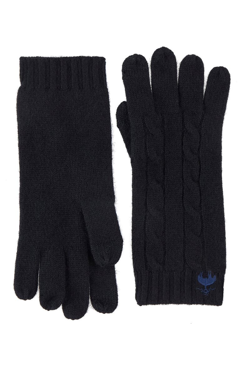 Wool & Cashmere Cable Tech Gloves, Main, color, BLACK