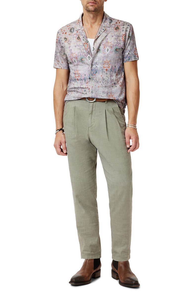 John Varvatos Espino Organic Linen Knit Camp Shirt, Alternate, color, Lavender