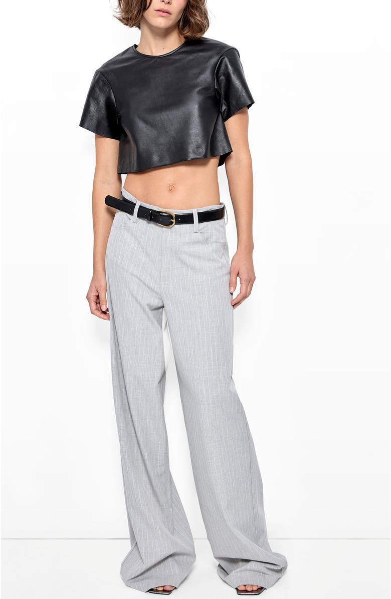 AS by DF Beck Upcycled Leather Tee, Alternate, color, Black