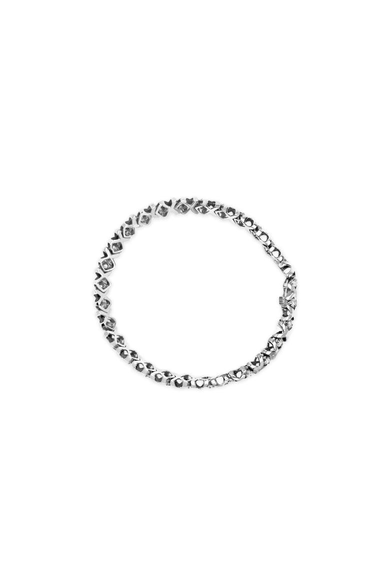 10K White Gold 1 1/2 Cttw Diamond Alternating Diamond and X-Link Tennis Bracelet, Alternate, color, White