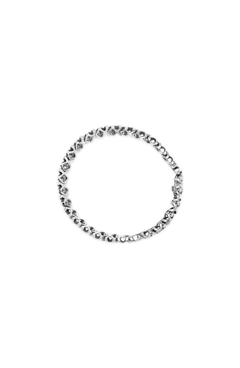 Haus of Brilliance 10K White Gold 1 1/2 Cttw Diamond Alternating Diamond and X-Link Tennis Bracelet, Alternate, color, White