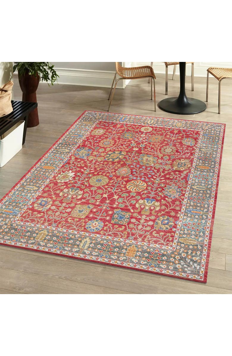 JONATHAN Y India Flower and Vine Burgundy Area Rug, Alternate, color, Burgundy
