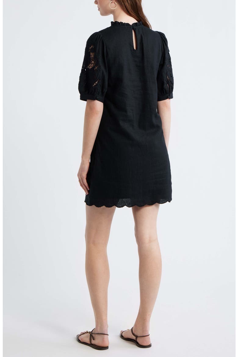 Cutwork Embroidery Minidress, Alternate, color, BLACK