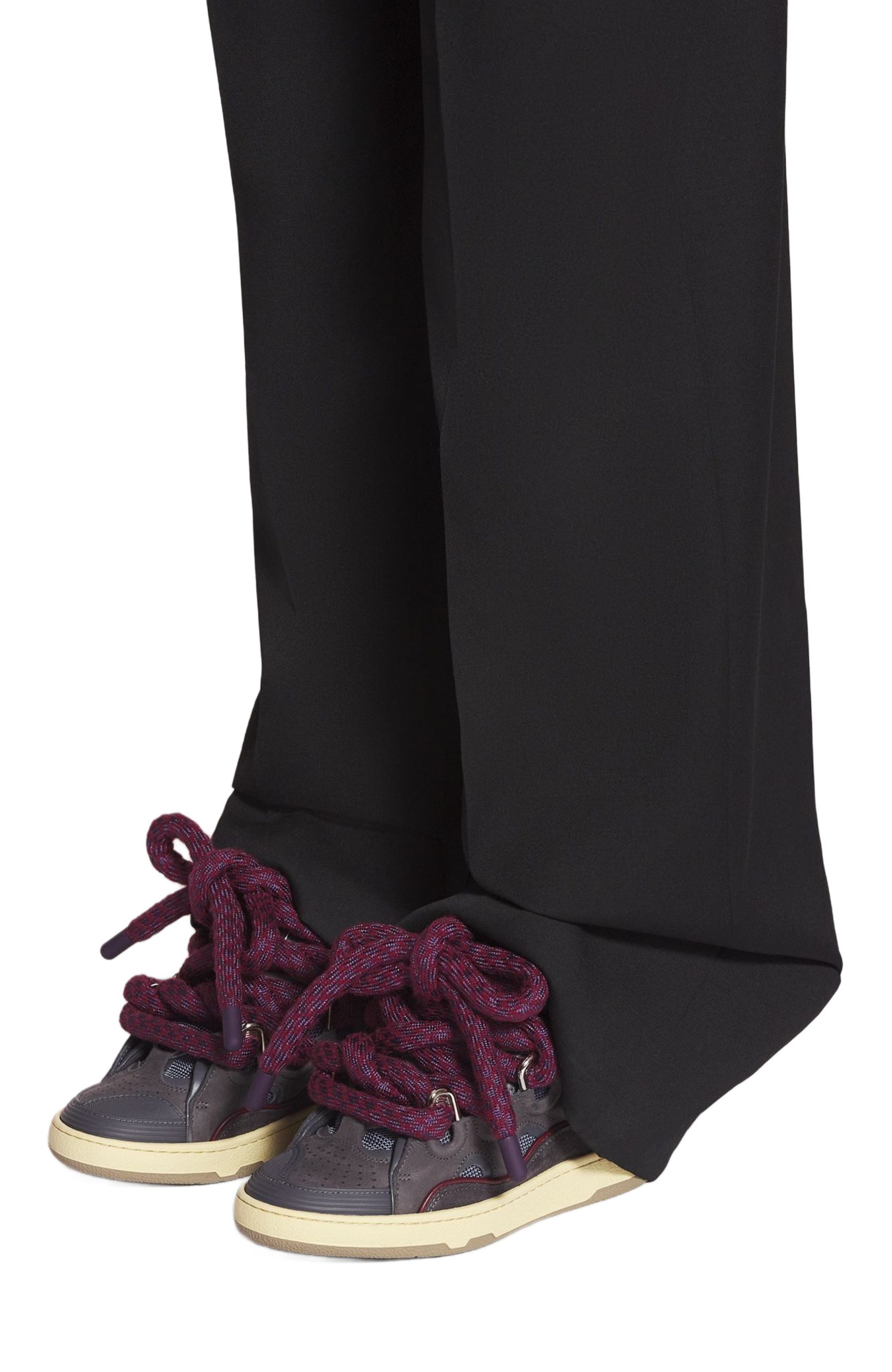 Lanvin CURB SNEAKERS IN LEATHER WITH SNAKE LACES, Alternate, color, 