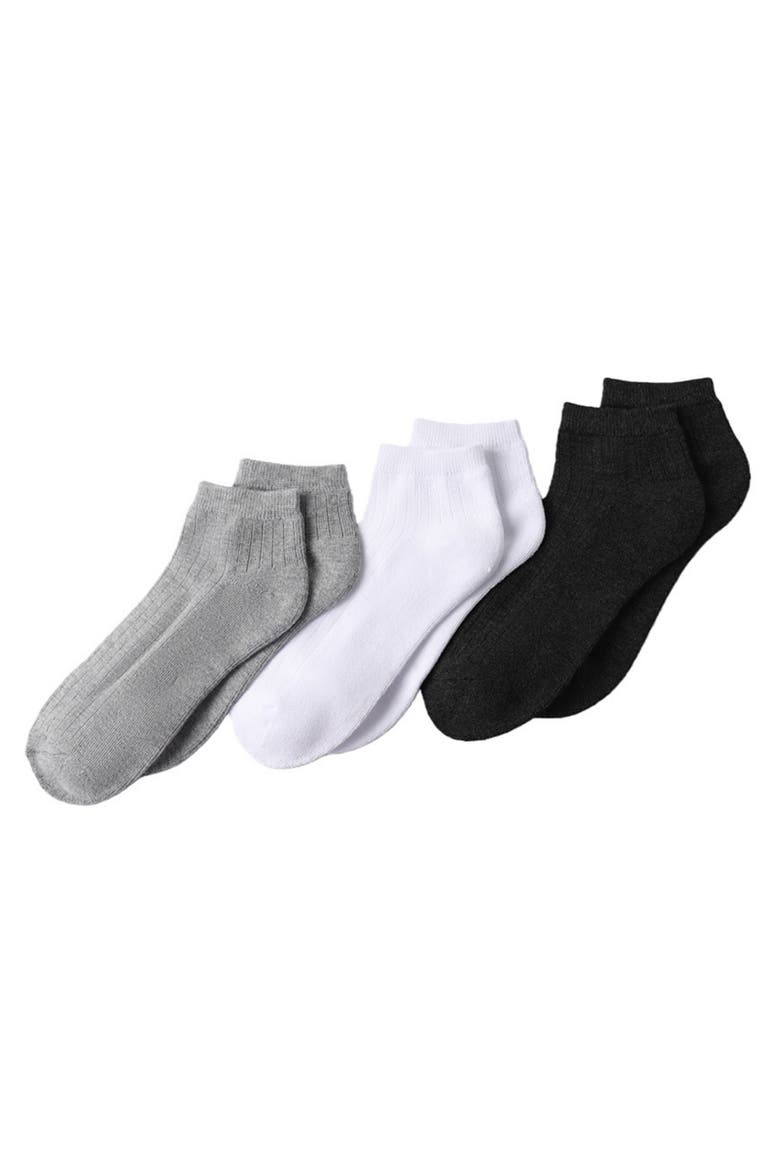 3-Pack Soft Viscose Half Cushion Quarter Socks, Main, color, Gray-White-Charcoal