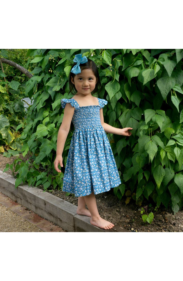 Rachel Riley Ditsy Daisy Ruched Dress, Alternate, color, Blue