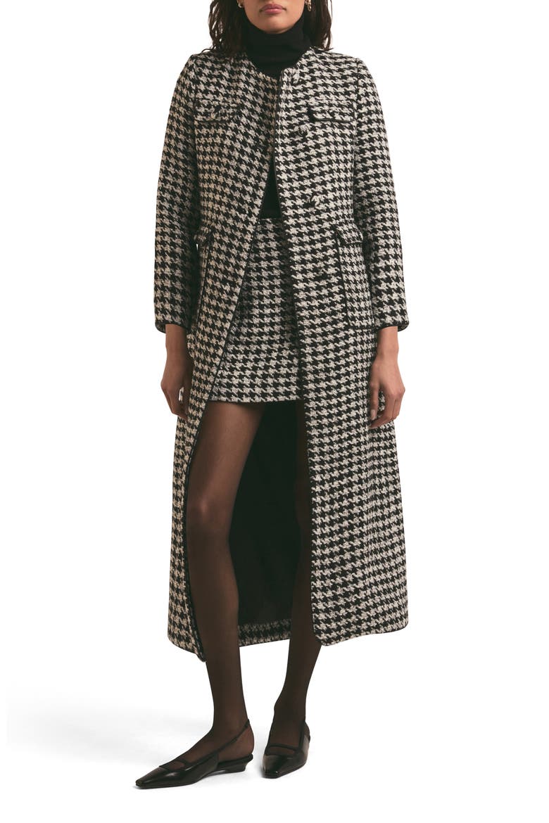 The Posh Houndstooth Check Coat, Main, color, BLACK/ WHITE HOUNDS