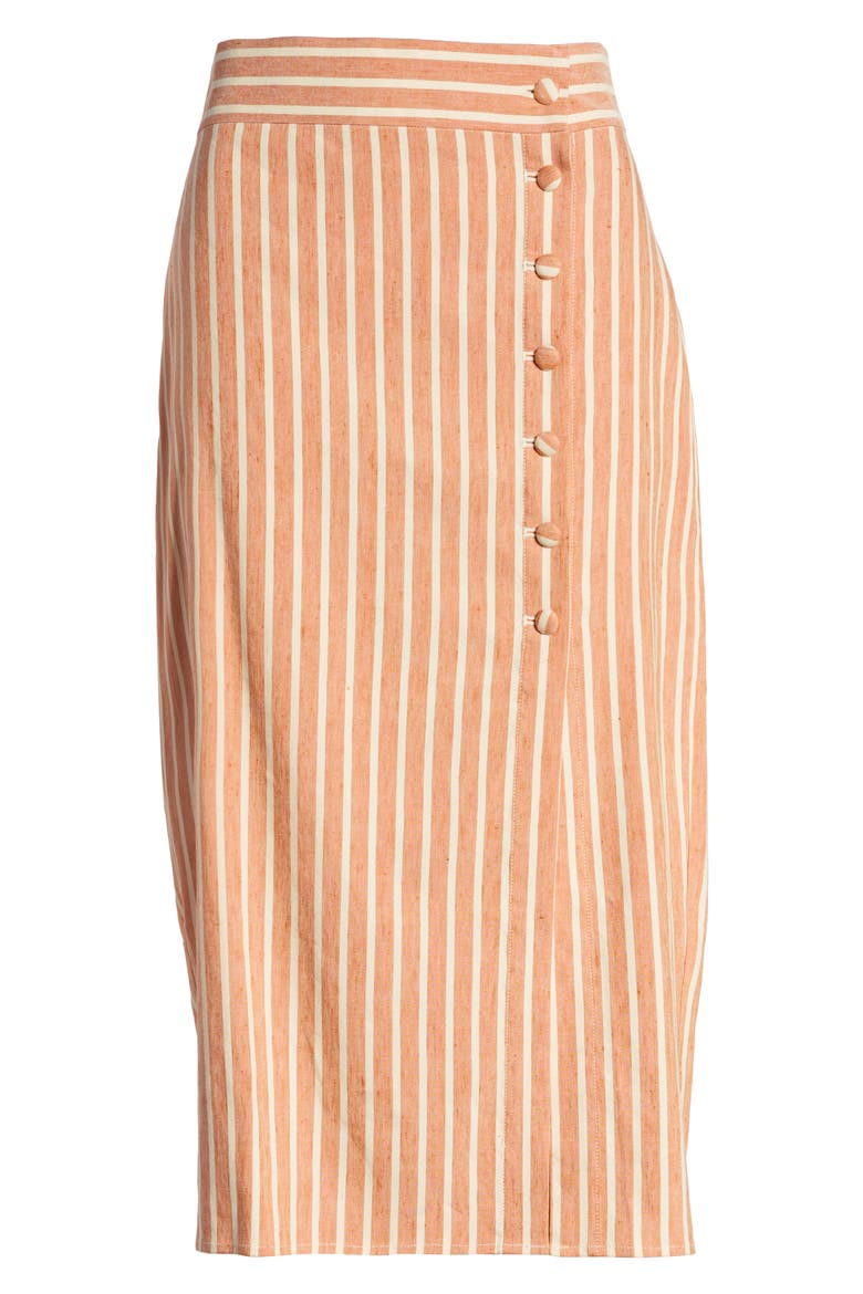 Stripe Midi Skirt, Alternate, color, TAN ADOBE MOLLY STRIPE