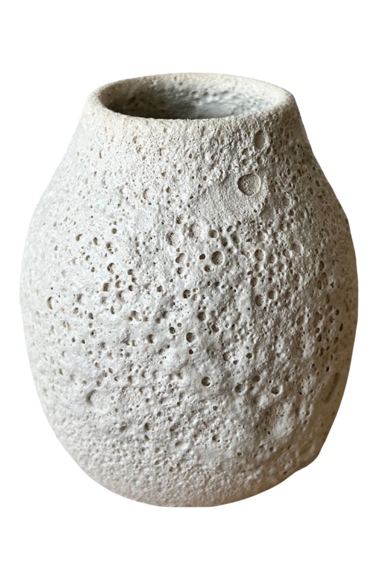 Gina DeSantis Ceramics Small Bottle Crater Vase in White 