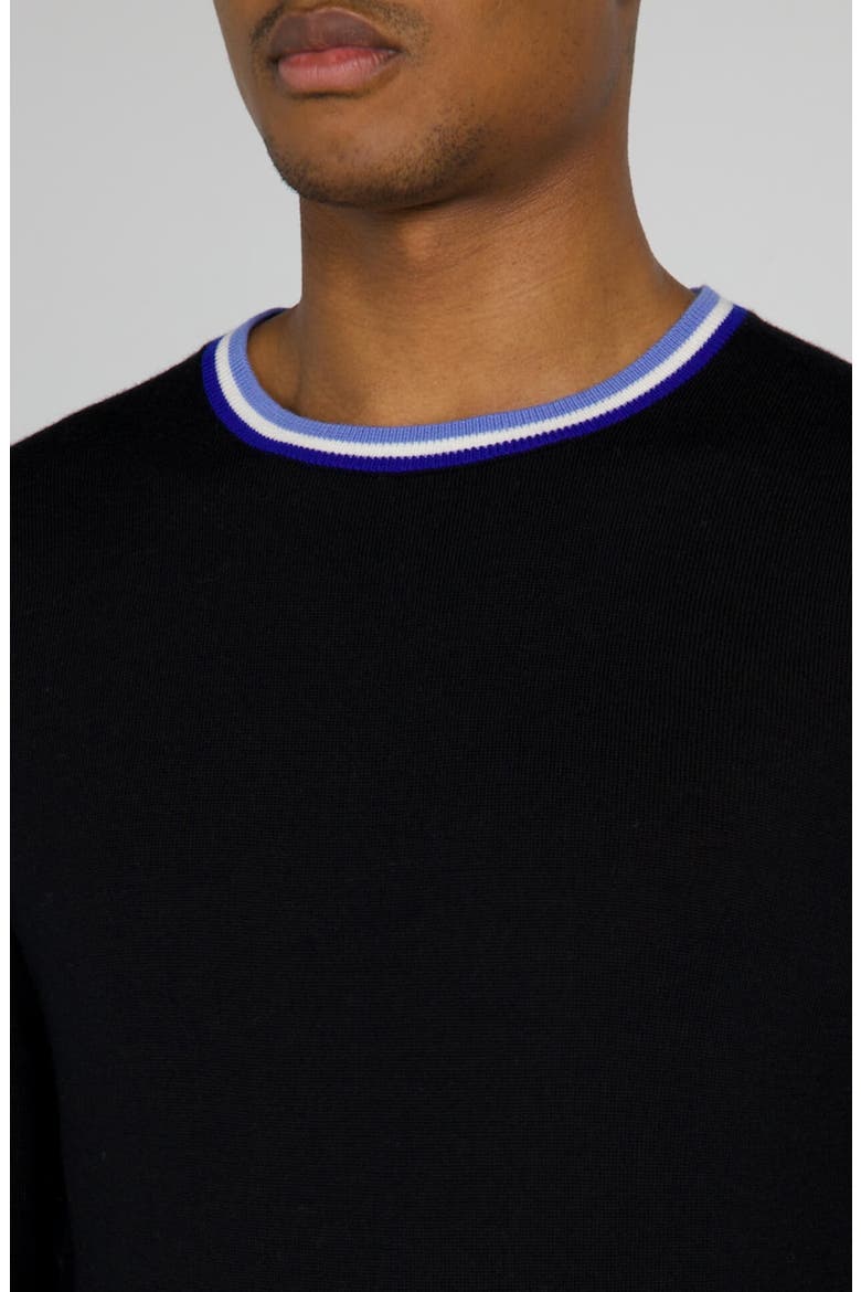 Robinson Tipped Wool Golf Crewneck Sweater, Alternate, color, TUXEDO