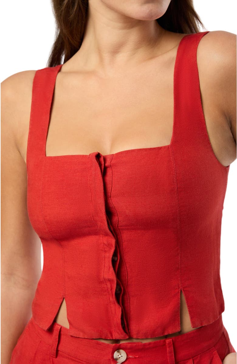 Onia Air Linen Square Neck Top, Alternate, color, Dark Red