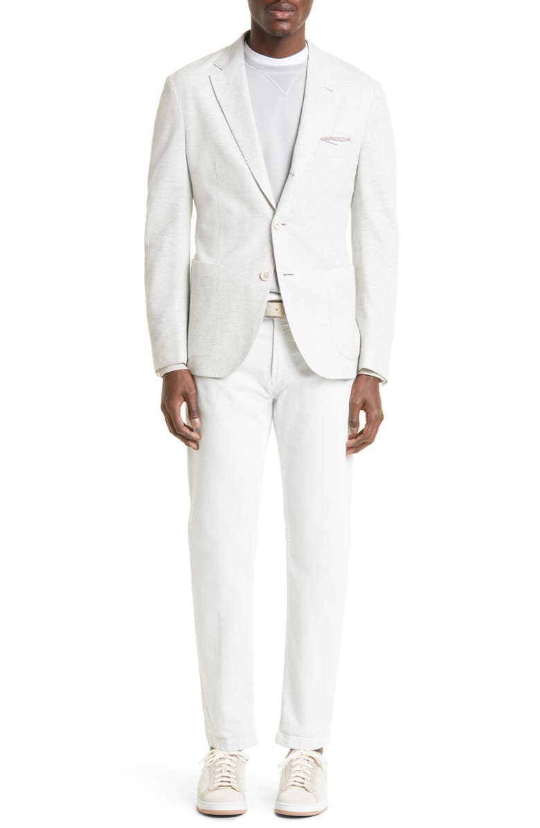 Eleventy Sea Island Cotton Crewneck Sweater, Alternate, color, Light Blue - Sand - White