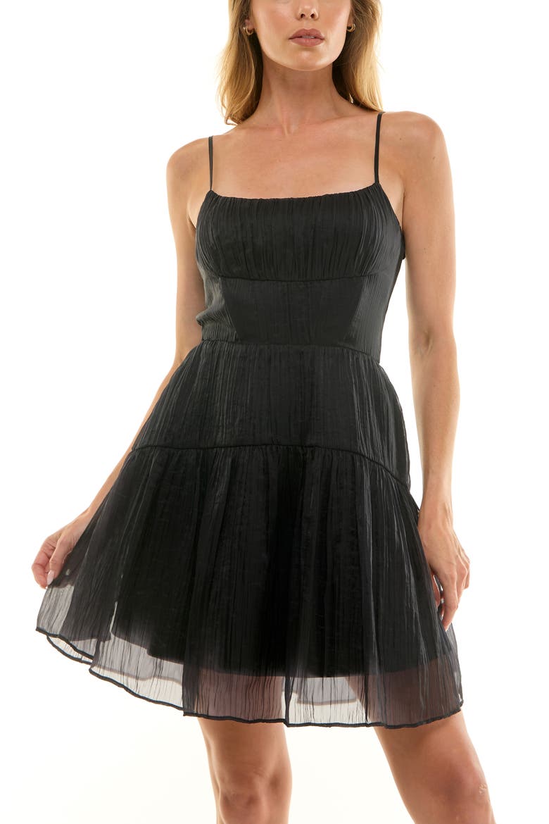 Sleeveless Corset Minidress, Alternate, color, BLACK