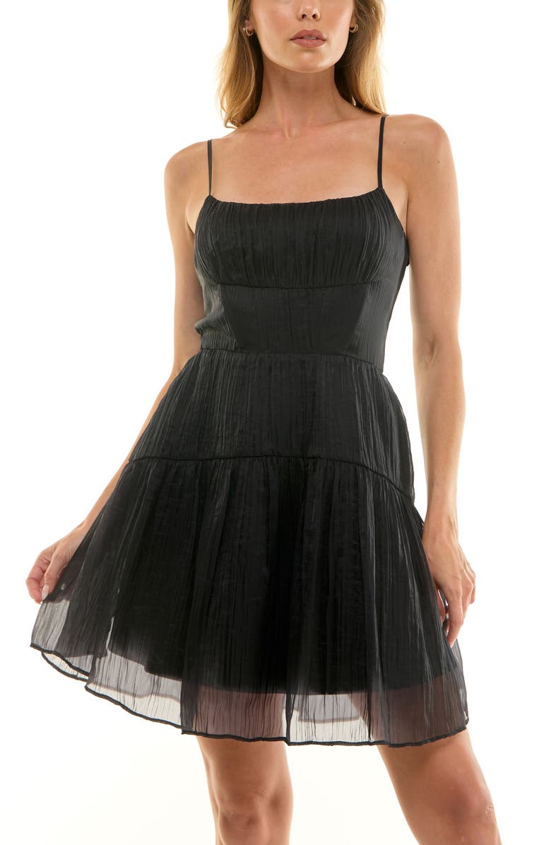 Socialite Sleeveless Corset Minidress, Alternate, color, Black