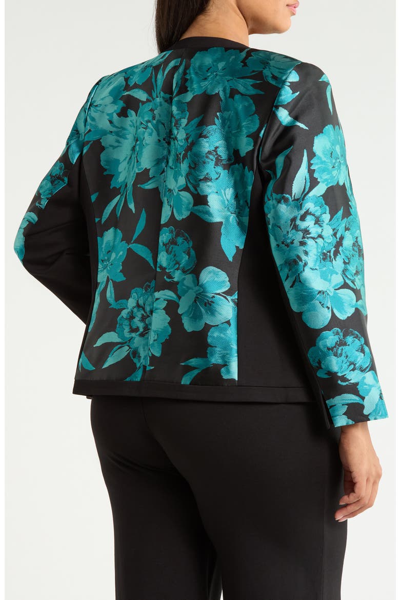 Floral Open Front Blazer, Alternate, color, BOTTLE TEAL MLT