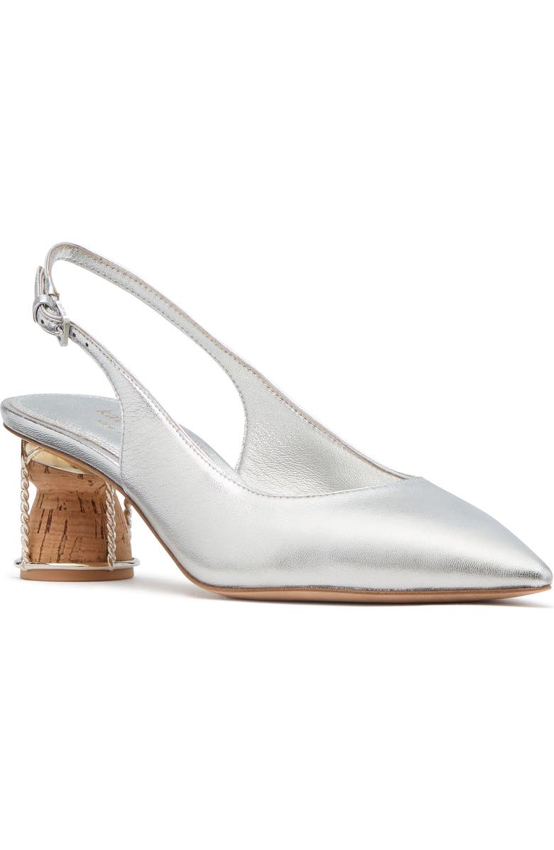 Kate Spade New York soirée pointed toe slingback pump, Main, color, Silver