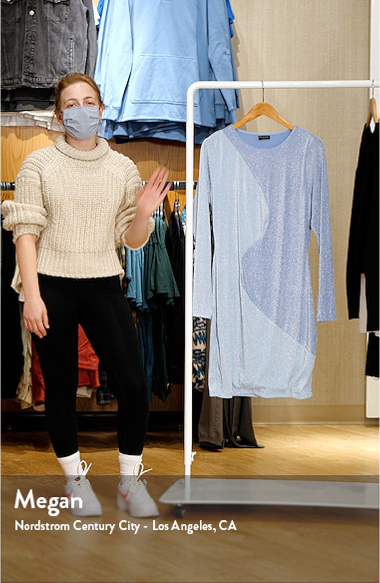 Metallic Wavy Seam Long Sleeve Minidress, sales video thumbnail