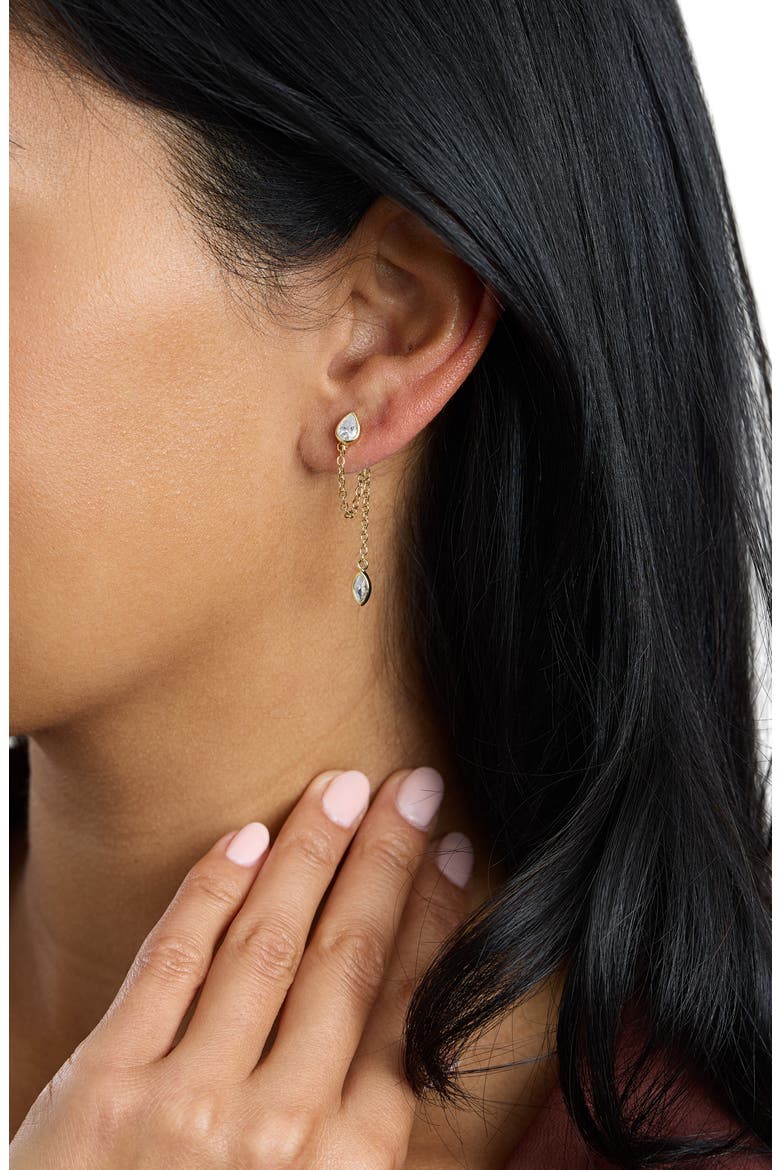 Modern Muse CZ Drop Earrings, Alternate, color, GOLD