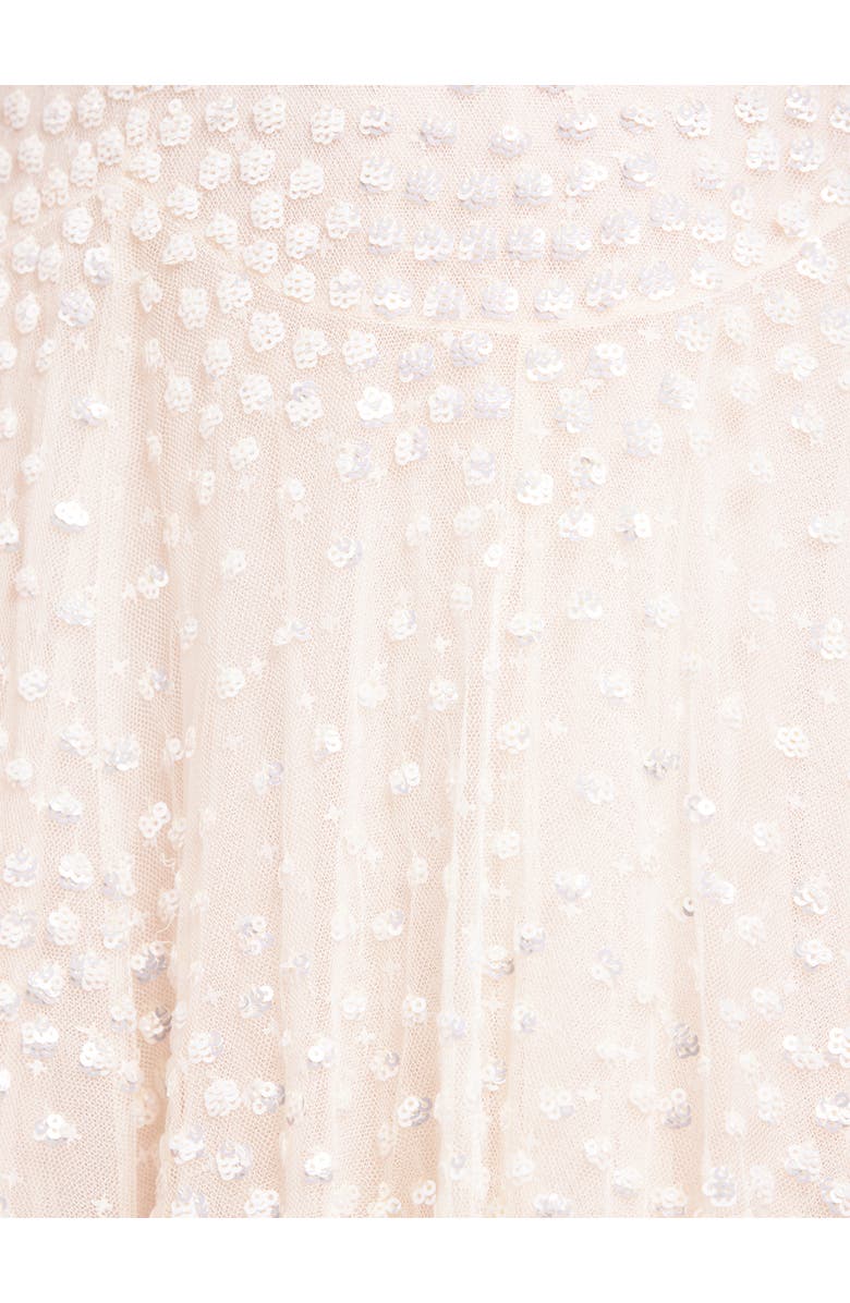 Needle & Thread Scallop Sequin V-neck Ankle Gown, Alternate, color, Cream